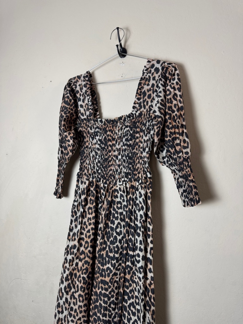 Ganni Cotton Silk Leopard Dress Size 36/ Small - Picture 5 of 10
